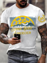 Männer Sonne und Nummer bedrucktes Kurzarm-T-Shirt